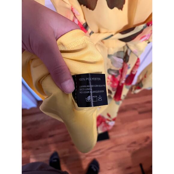 Yellow Floral Wrap Dress - Picture 4 of 5